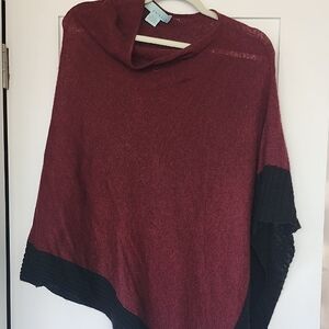 Celeste Red and Black Poncho with Relaxed Fit